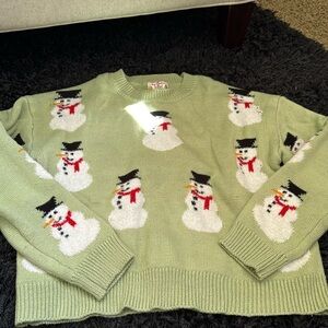 Light Green Snowman Sweater by POOF teen Small